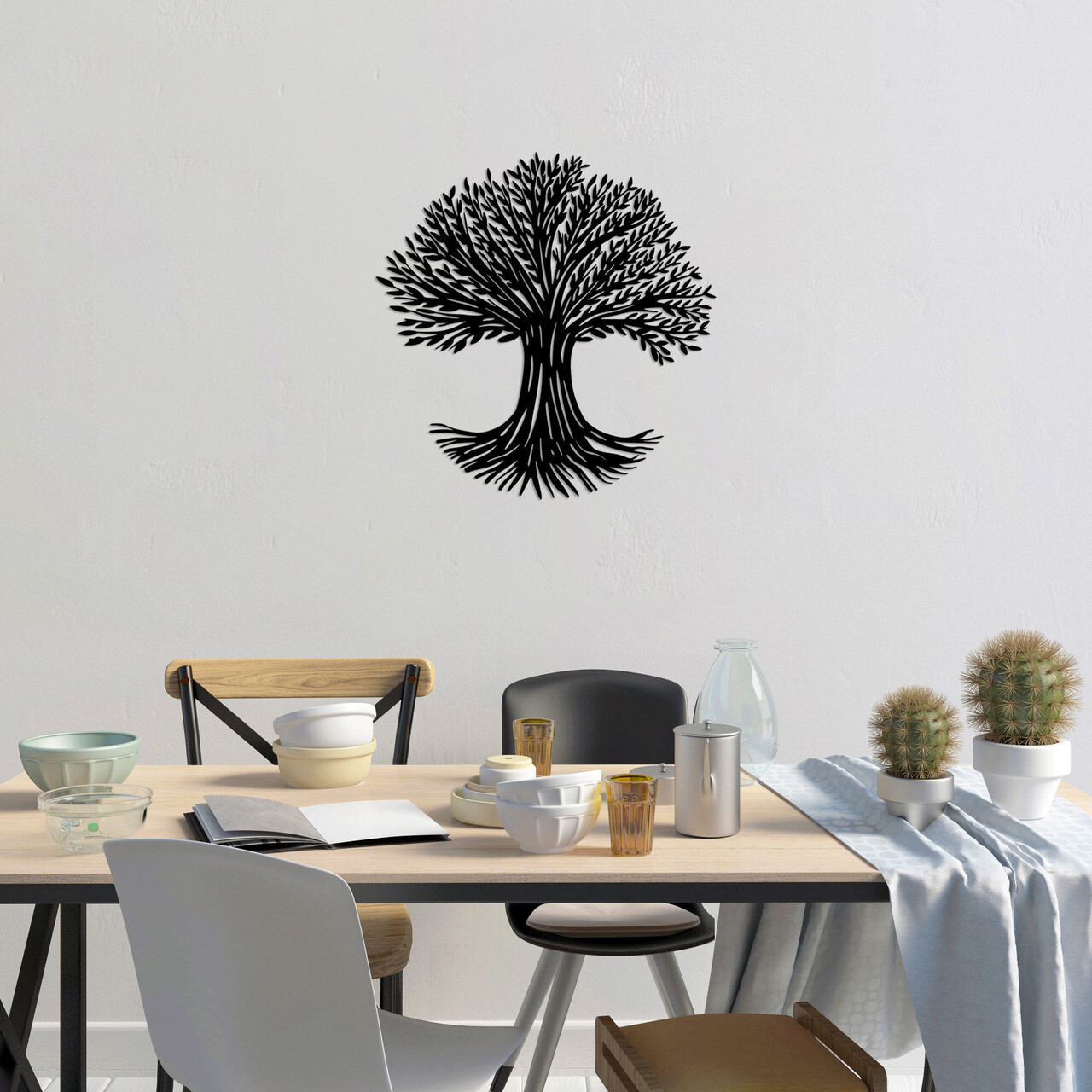 Decoratiune de perete, Monumental Tree, Dimensiune: 67 x 68 cm, Negru - imagine 6